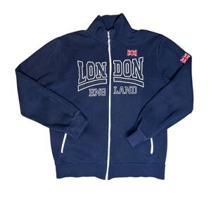 Navy Blue London England Zip-Up Jacket